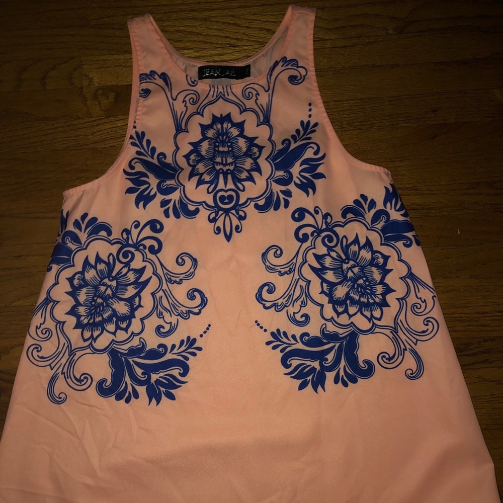 Jean Jail Coral and Blue Shift Dress